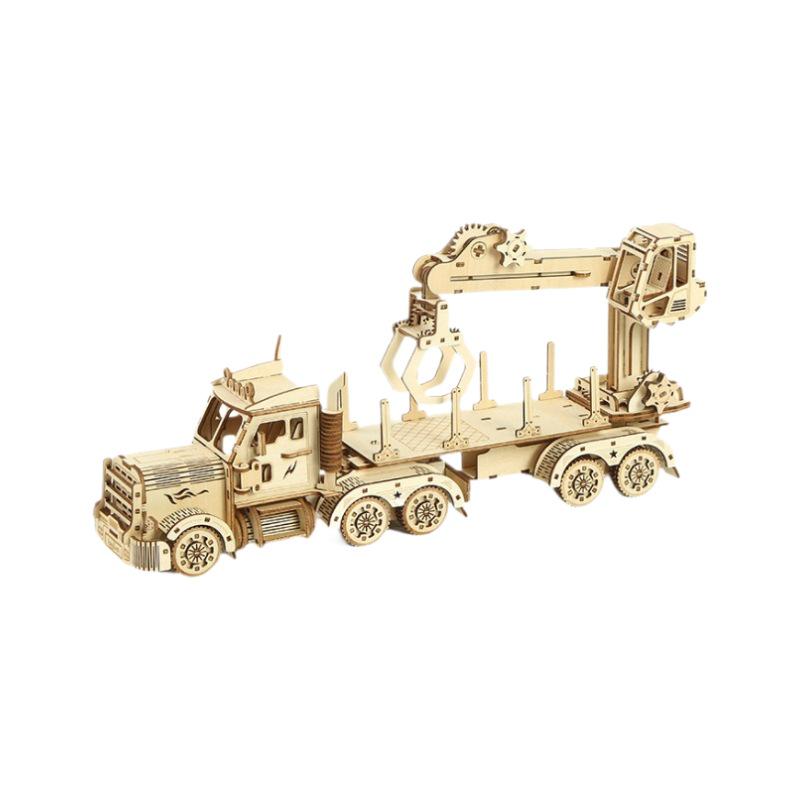 3D Wooden Crane Truck Puzzle – DIY Model & Children's Toy