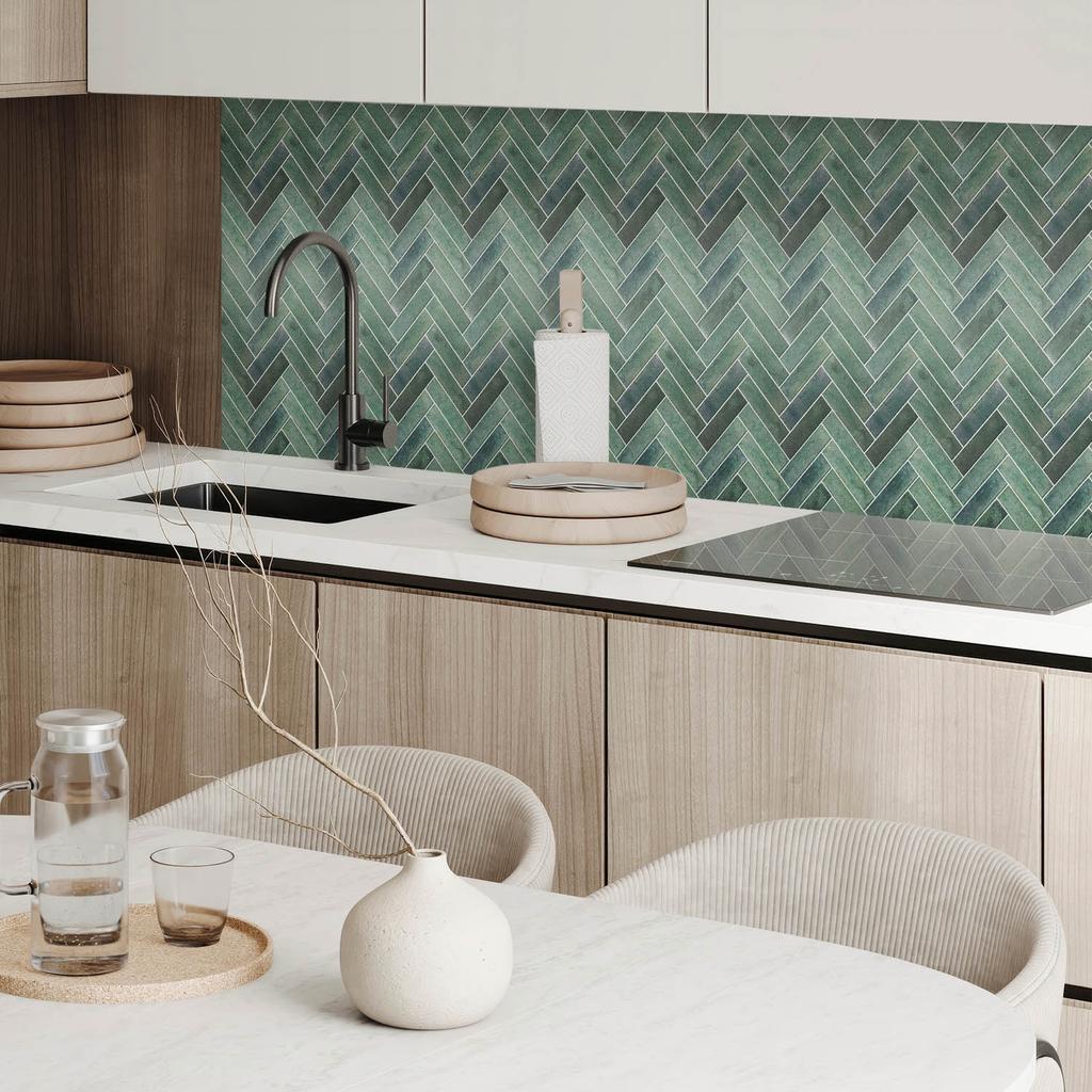 Self-Adhesive Vinyl Printed Tiles Herringbone 3D Pattern 4X50X50 Cm