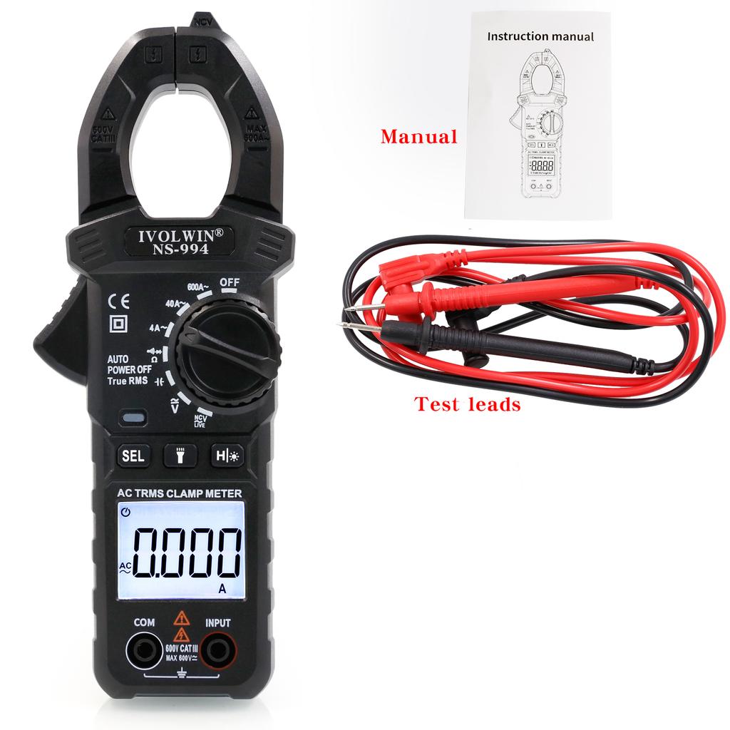 NS-995 AC/DC Digital Clamp Meter, High-Precision Multimeter, Clamp Ampermeter, Temperature, and Capacitance Clamp Meter