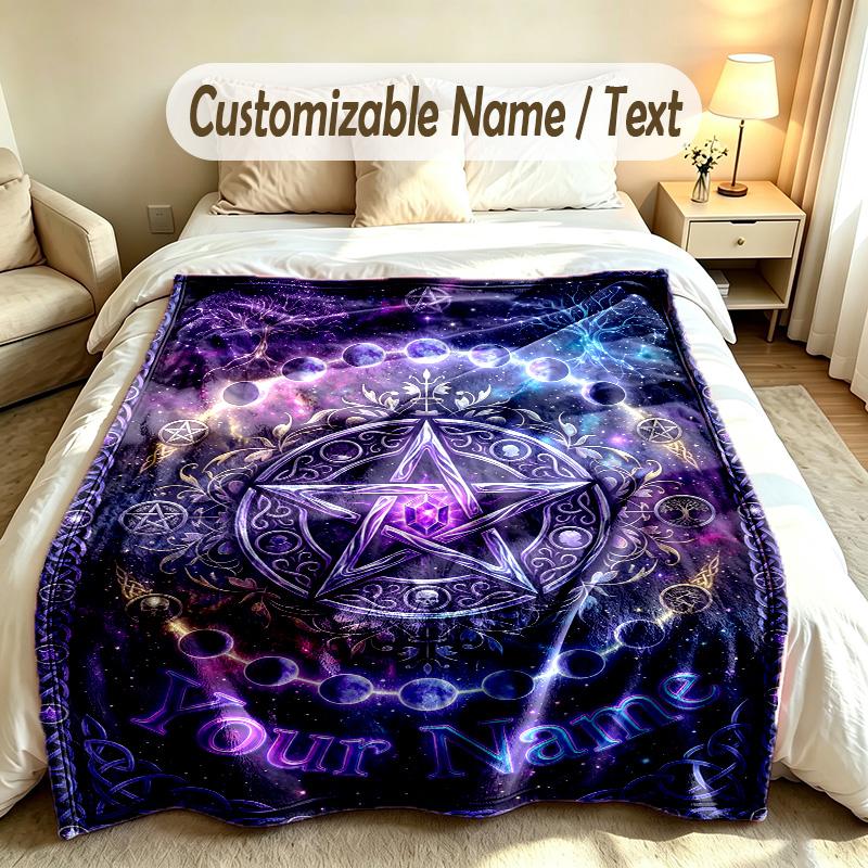 Fantasy Magic Theme Soft Blanket Personalized Custom Name Text Print Warm Blanket Home Sofa Bedroom Decor