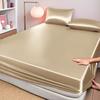 High-end Satin Fitted Sheet with Elastic Band Solid Color Silky Bed Sheet Smooth Non-Slip Mattress Cover Bedspreads Bed Linen