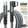90° USB‑C to USB‑C Cable 1M 2M 3M 10FT,60W PD Fast Charging Data Sync Nylon Braided Type‑C Charging Cord for iPhone 15 15Plus 15Pro Max Android Tablet