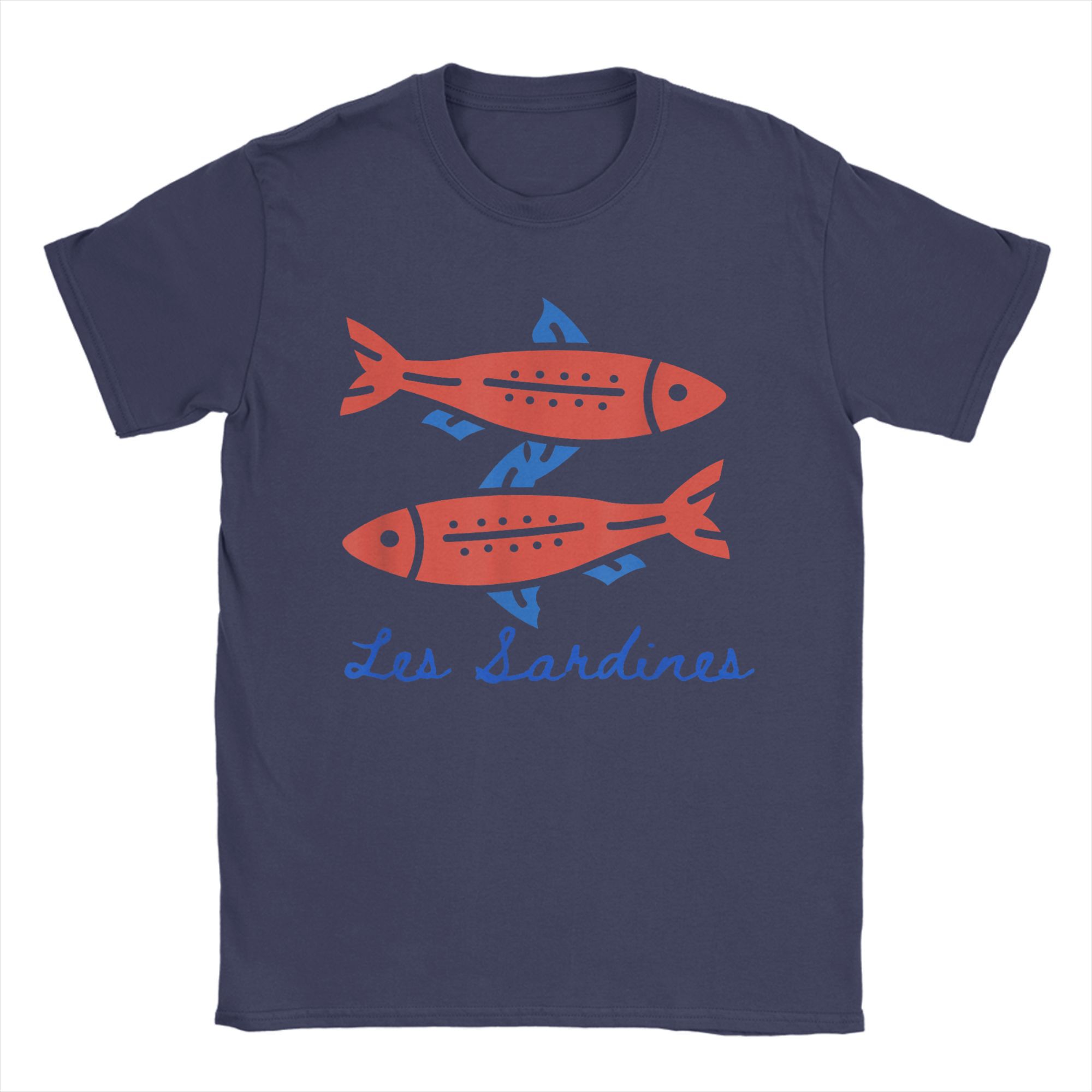 

Мужские футболки Les Sardines Fisherman Aesthetic Coastal Fish Fashion 100% хлопок Футболки с коротким рукавом Футболка с принтом XXXXXL темно-синий