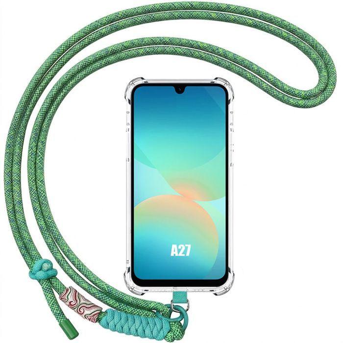 Coque pour Samsung Galaxy A27 5G, Silicone Antichoc Anti-Rayures avec Bandoulière Vert Nuit