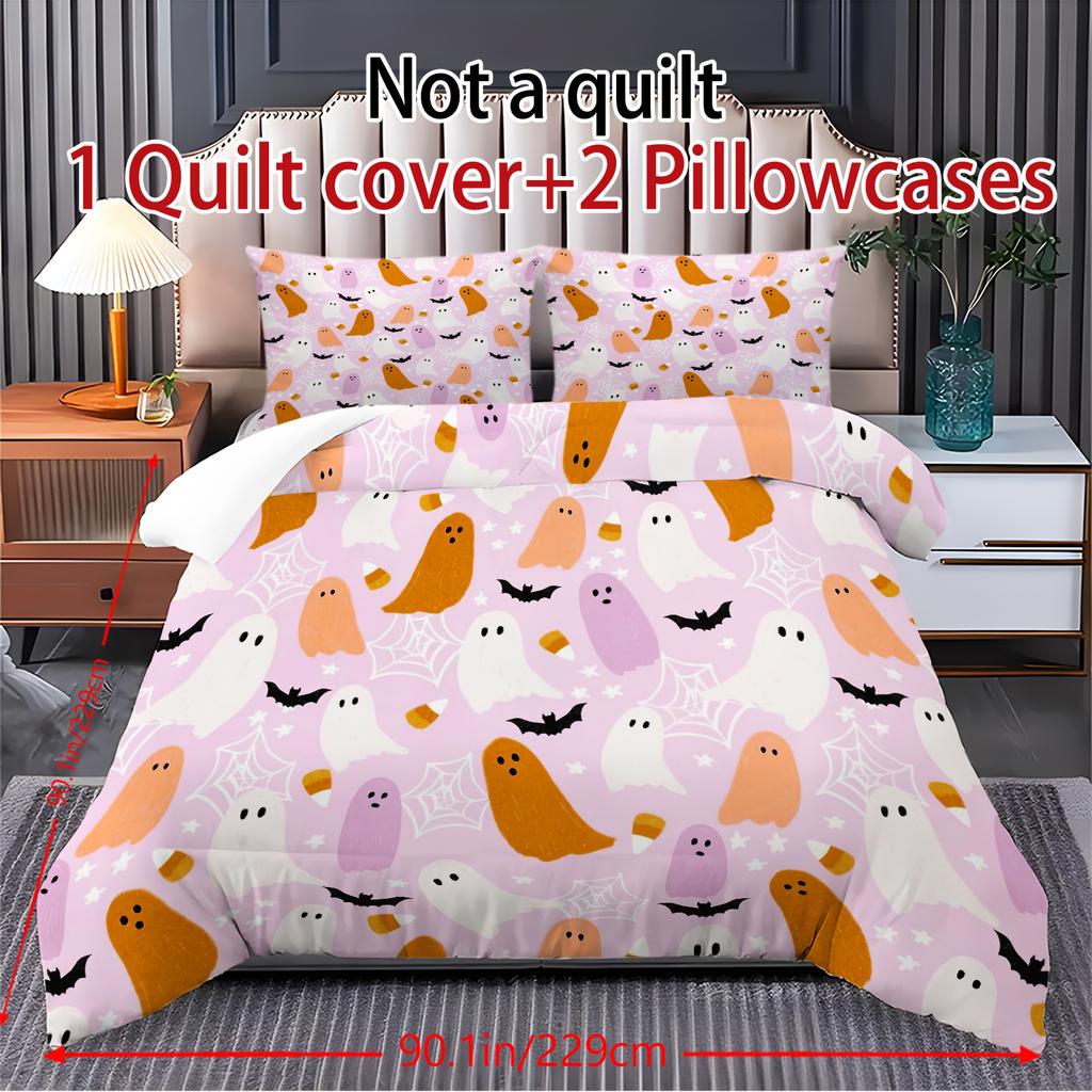 Halloween Dreiteiliges Bettwäscheset Bettbezug Kissenbezug Gebürsteter Stoff Verdickt