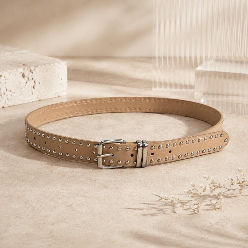 Adjustable Women's Rivet Belt PU Leather Decorative Jeans Belt New Buckle Belt for Skirt