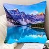 "Nature's Wonders Throw Pillow Covers - Mountain, Waterfall & Sunset Scenic Cushion Cases"
