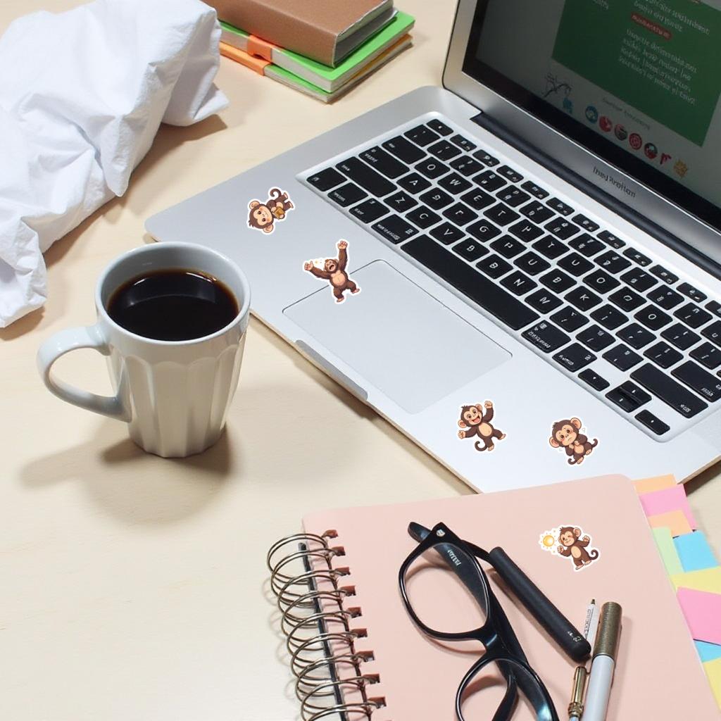 35-100pcs Cartoon Monkey Stickers Cute Jungle Animal Orangutan Stationery Stickers For Laptop Notebook Laptop Graffiti Decals