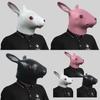 Niedliche weiße, schwarze und rosa Hasenkopfmaske für verspielte Kostüme und Feiern