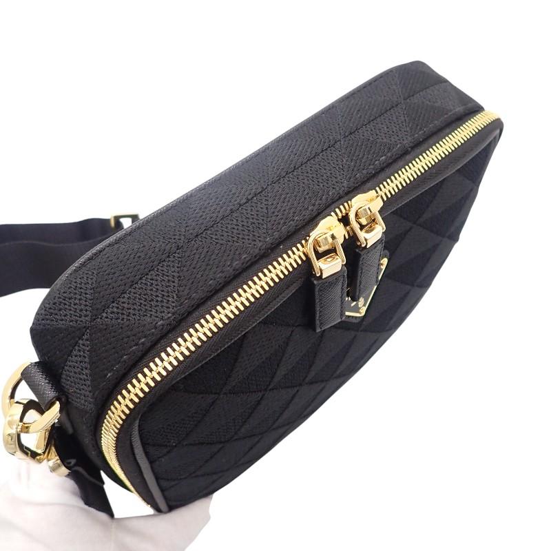 PRADA  2VH069 Shoulder Bag black polyester/Safiano mens