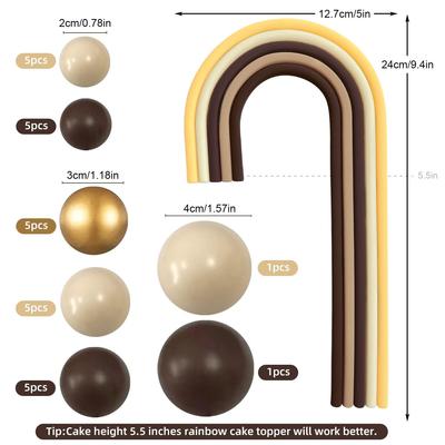 28 Stück Regenbogen-Kuchenaufsätze Bunte Kugeln Kuchendekorationen für Hochzeit Babyparty Mädchen Jungen Geburtstagsparty Zubehör (Boho)