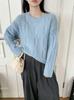 Women's 100% Pure Wool Jacquard Sweater - Autumn/Winter Round Neck Loose Fit