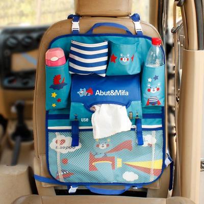 Korean Cartoon Car Seat Organizer: Cute, Multifunctional Storage Bag for Kids' Supplies