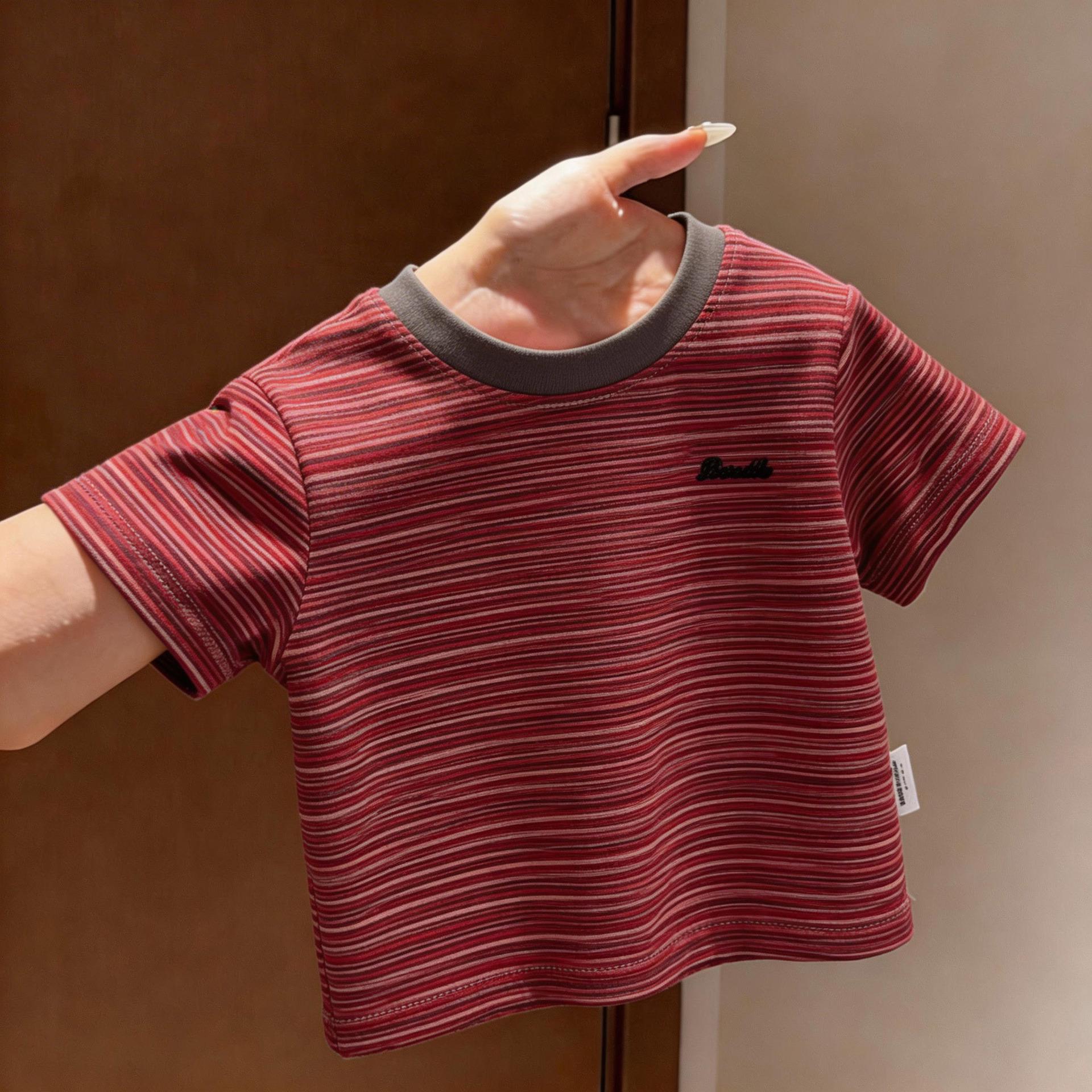 Kids Soft Striped Short-Sleeve Summer T-Shirt for Boys & Girls - New Korean Style 80 cm