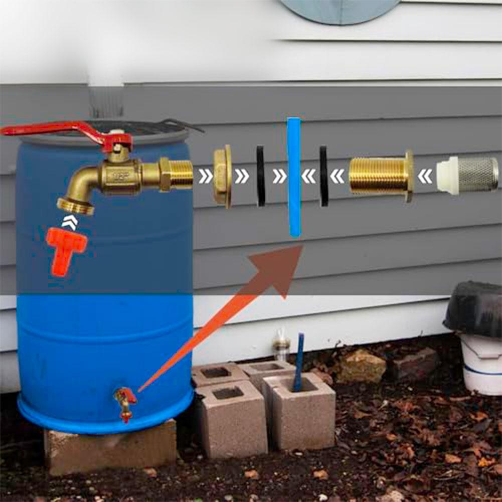 1 Pcs Spigot Water Butt Tank Kit With Filter Washers 1/2" OD Inlet And GHT3/4 Outlet Horticultural Bucket Connector