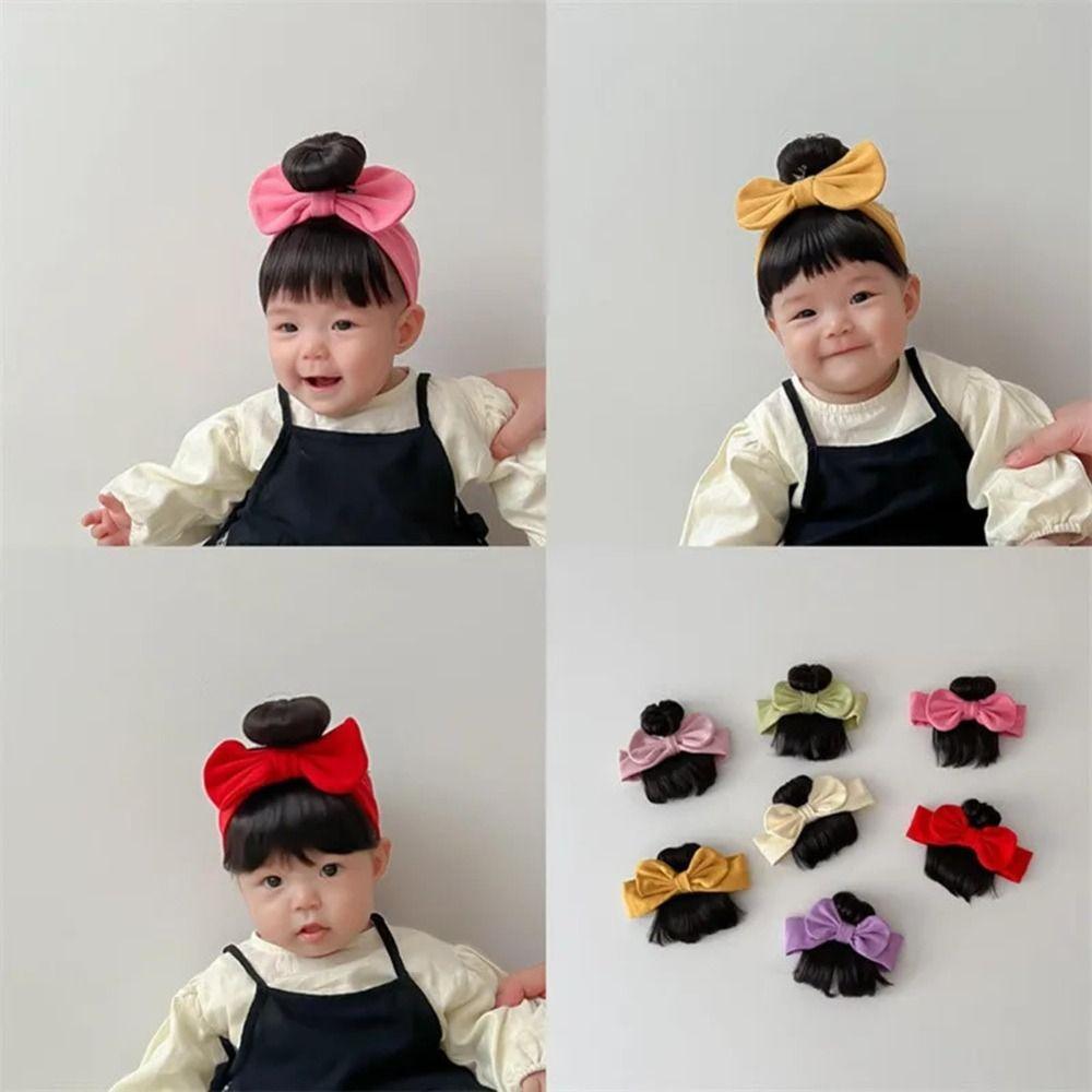 Soft Baby Bangs Wig Headband Bow Knot Hairpiece Fashionable Headwear  Newborns Accessories