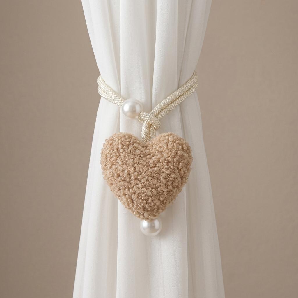 Curtain Tie Backs With Heart Shape And Pearl Pendant For Kids Room Decoration