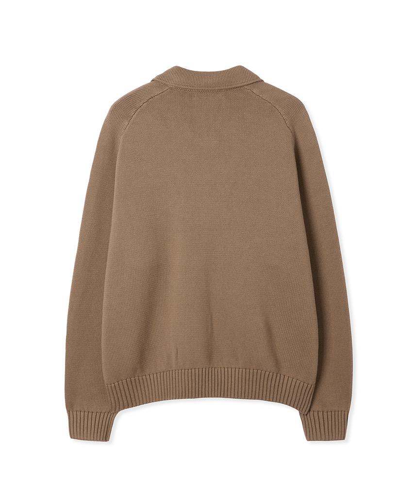 Hooves Cotton Trucker Knit Cardigan [Beige]
