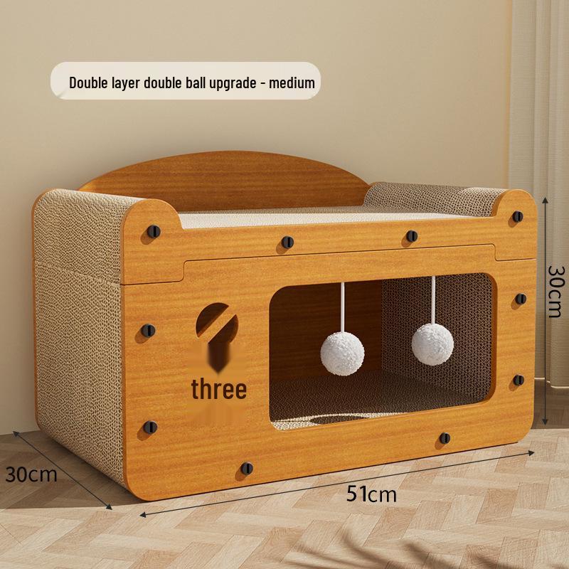 Durable Cat Scratching Board & Bed: Four-Season, Anti-Scratch, Non-Shedding Toy & Sofa
