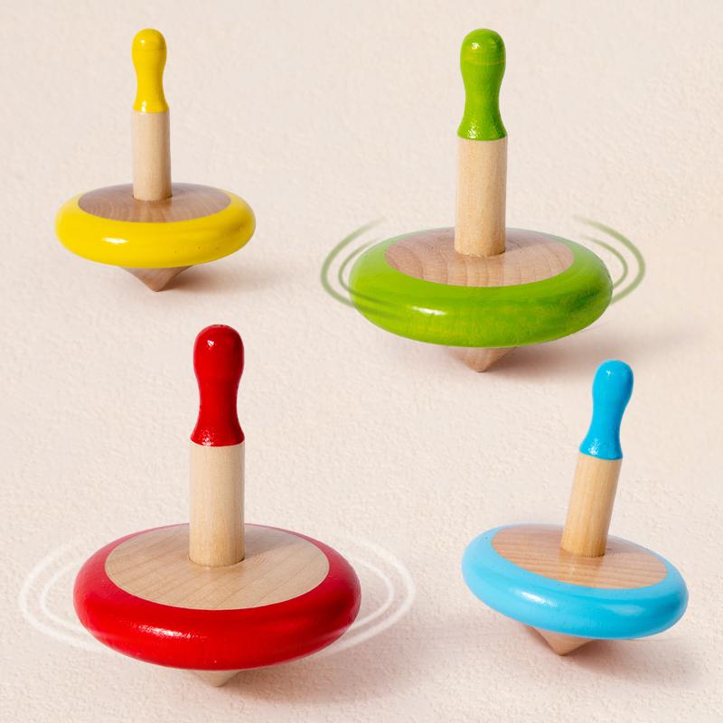 Wooden Spinning Top Toy Sets Colorful Rotating Gyro Toy for Children Early Education Birthday Party Gifts Desktop Spinning Top