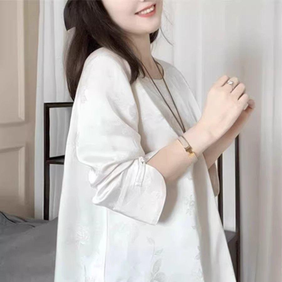 Women's Spring/Summer Seven-Sleeve Jacquard Blouse - New Fashionable Loose Fit