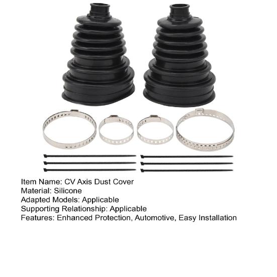 2Pcs CV Joint Dust Cover Set with 4 Stainless Steel Clamps 6 Cable Ties Silicone Waterproof Dustproof Axle Boot Repair Kit for Universal Car