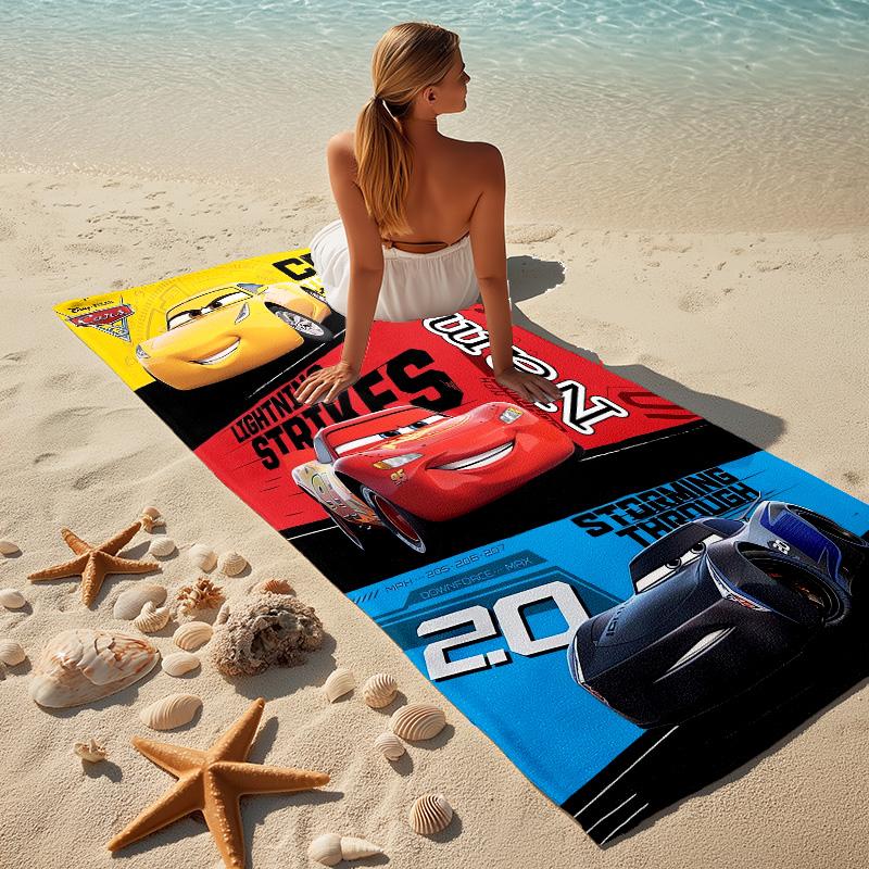 Custom Name Car Adventure Stylish Digital Printing Beach Towel Quick‑Drying Absorbent Blanket for Beach Pool Gym Travel