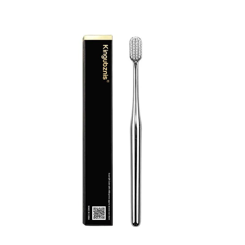 Kingubznis Gold Toothbrush Luxury Gold Silver Teeth Brush Men Women Adult Toothbrushes New Electroplated Dental Brushes
