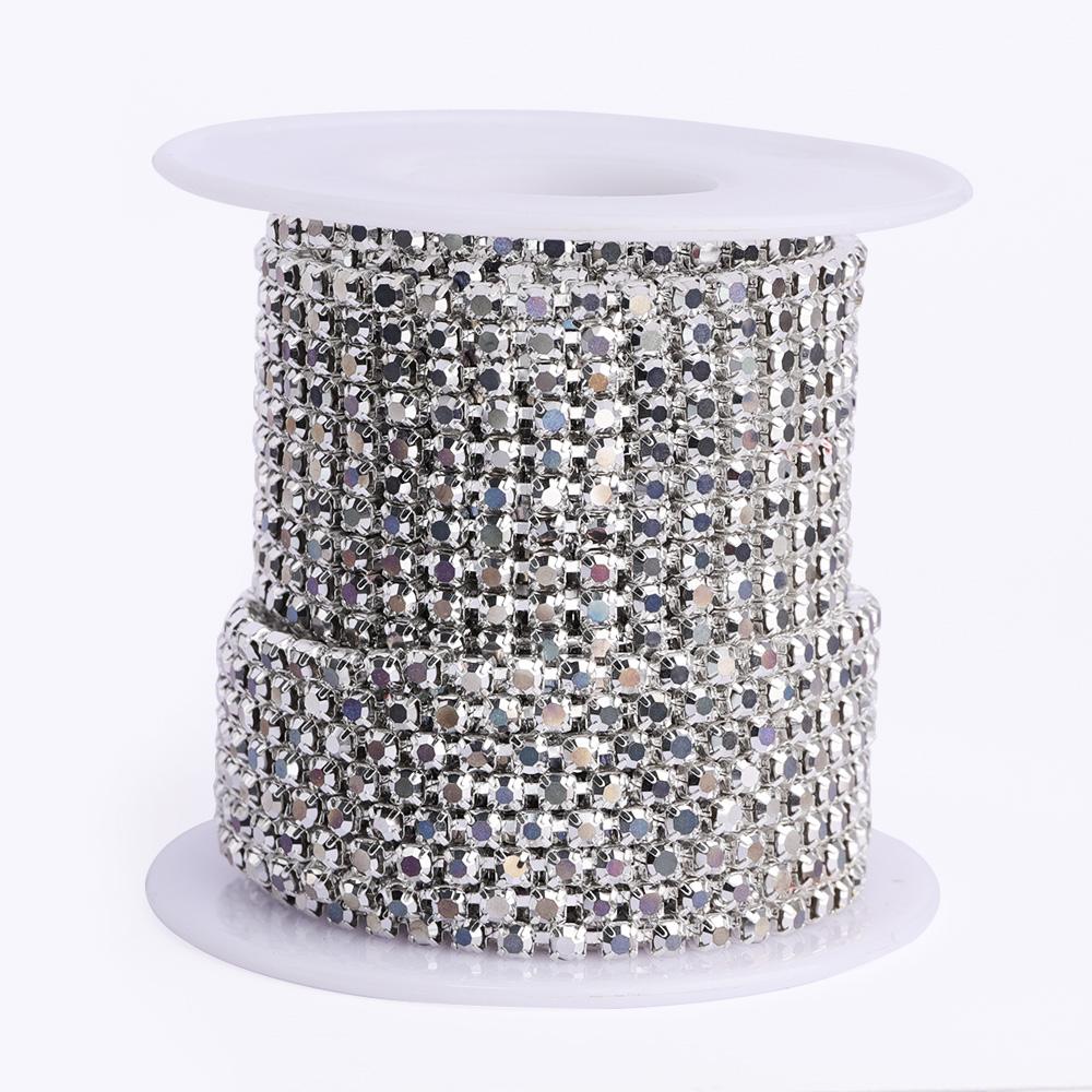 Glass Copper Claw Cup Chain Top Grade SS6-SS16 Crystal Color Bae Color Rhinestone Chain Sew on Trimming for Garment Fashion DIY