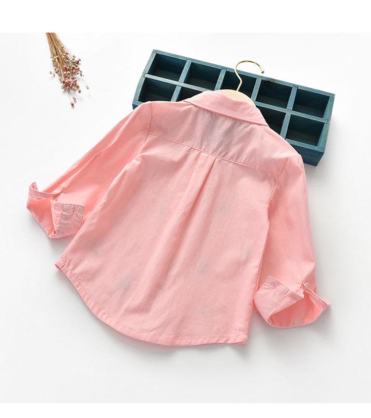 Girls' White Long Sleeve Shirt - Korean Style, 2025/2026 Spring/Autumn Collection