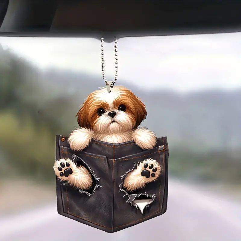 Cartoon Dog Cute Acrylic Hanging Car Decor For Unique Vehicle Charm Interior