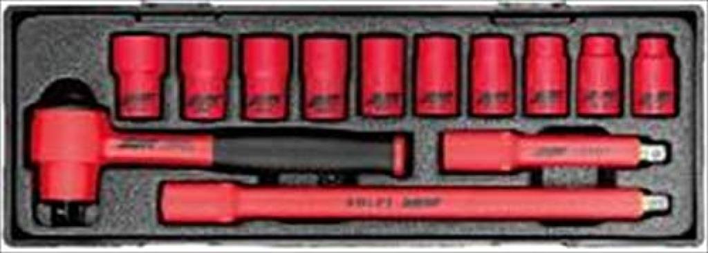 JTC Insulated Socket Set with Extension Hand Hybrid JTCK9131 9.5mm 13-Piece 3/8" Bar, Tool, Electrical,