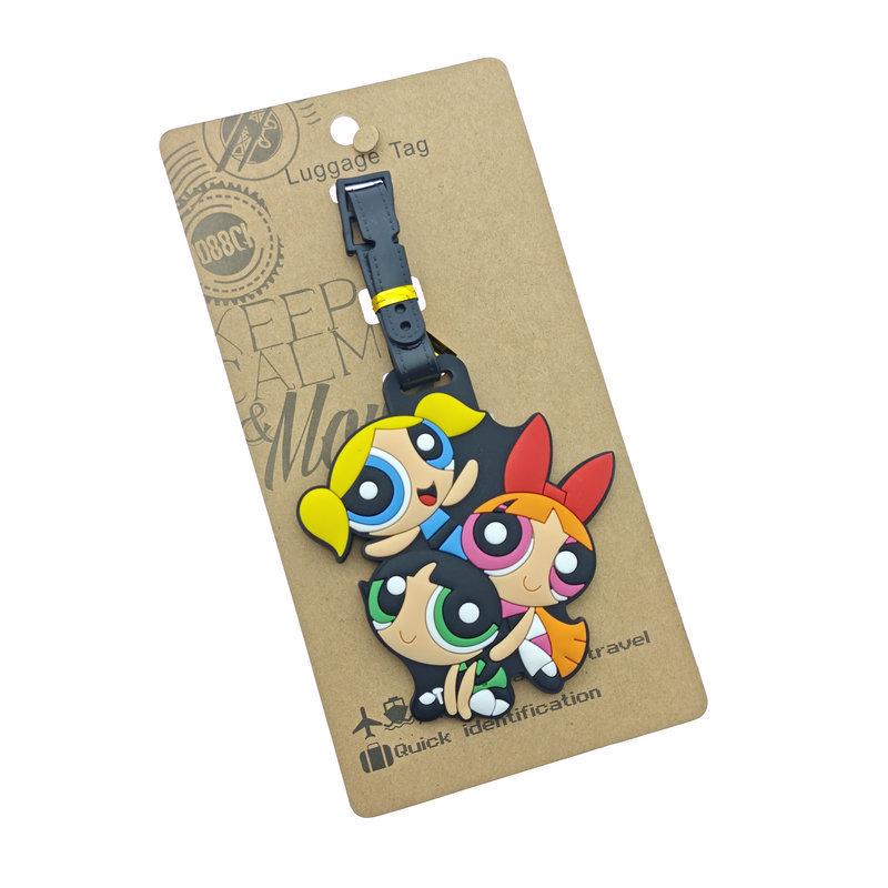 Cute Cartoon Flying Girl Police PVC Rubber Luggage Tag - Anime-Style Suitcase ID Tag Pendant