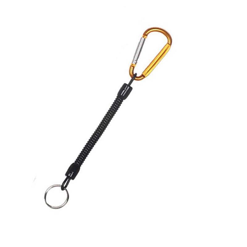 1Pc Tactical Retractable Spring Elastic Rope Portable Fishing Lanyards Outdoor Hiking Camping Carabiner Anti-Lost Phone Keychain