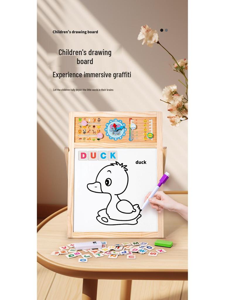 Kids' Magnet Double-Sided Erasable Drawing & Writing Board with Stand