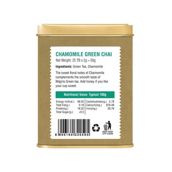 Iron Kettle Chamomile Green Tea | High Grown Green Tea Bag Blended  | Sourced Exclusively from Small Tea Growers  | 25 Tea Bags