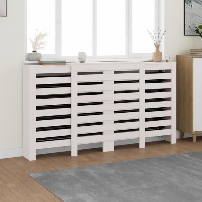 Solid Pine Wood Radiator Cover - VIDAXL - White - Practical Shelf - Modern Slatted Design