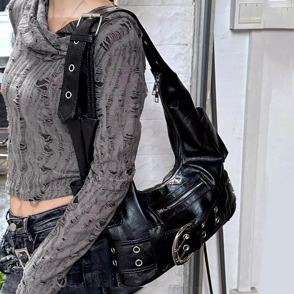 Spicy Girl Rivet Shoulder Bag Punk Style Underarm Bag Trendy Y2k Underarm Bag Lady