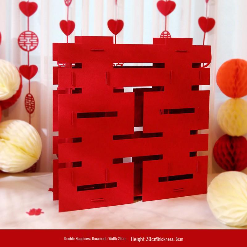 3D Double Happiness Ornament - Wedding Room & New Home Decoration