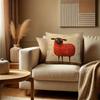 1Pc Vintage Oil Painting Red Sheep Printed Throw Pillow Cover,Suitable For Sofa,Bedroom,Living Room,A Fun Gift For Animal Lovers