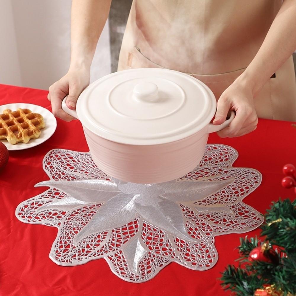 Decoration Heat Insulation Christmas Table Placemat Anti-scald Anti-slip Flower Dining Mat Coaster Glossy Cup Mats Craft
