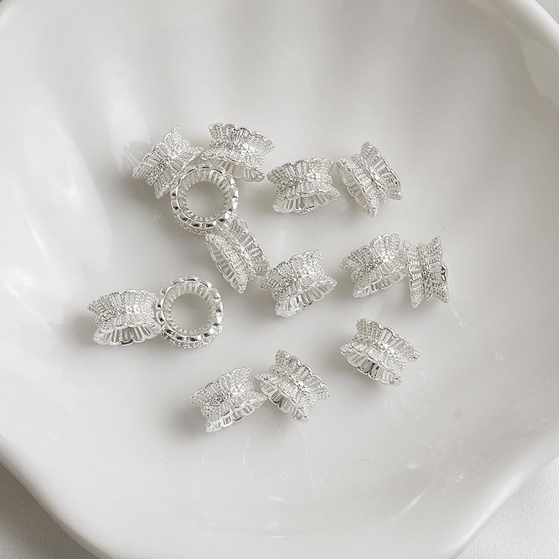 14K Gold Filled Hollow Lace Flower Holder Crystal Bracelet Bead DIY Accessory
