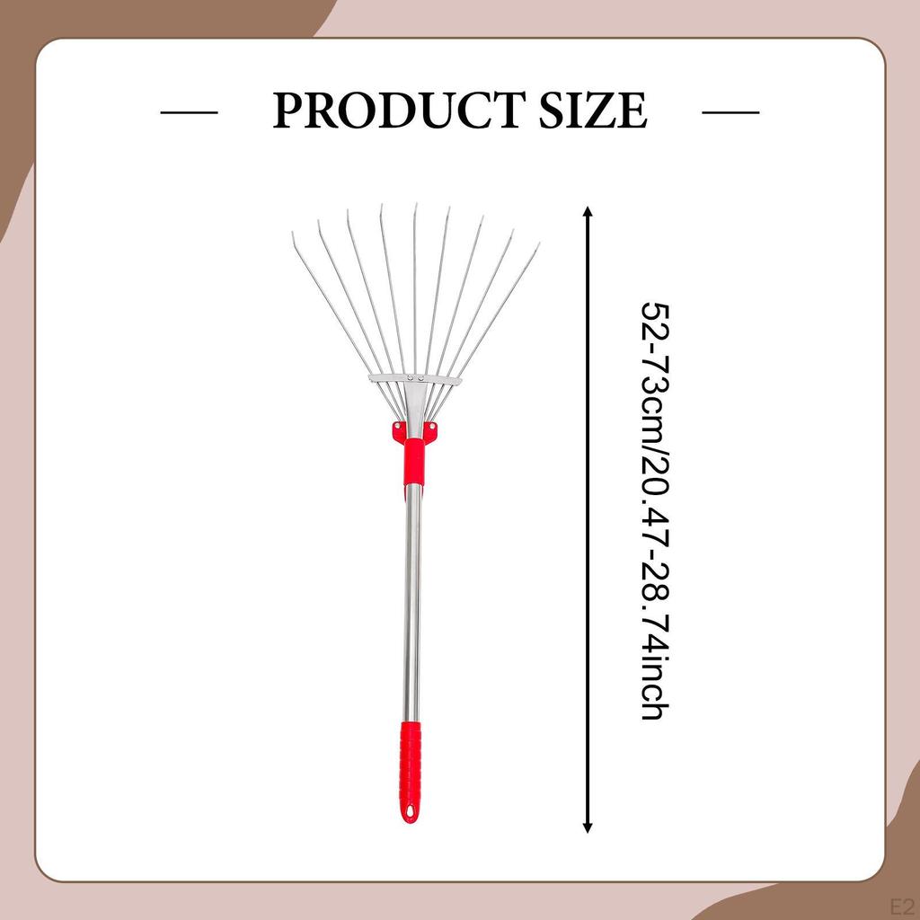 Garden Rake Stainless Steel Lawn Tool Telescopic Weed Removal Practical Soil Spreading