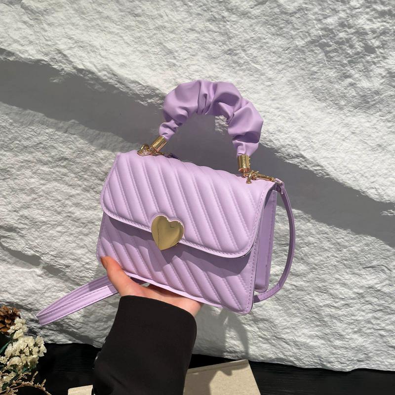 Borsa a Spalla Quadrata da Donna con Decorazione a Cuore, Chiusura a Bottone a Pressione, Borsa a Tracolla Casual per il Pendolarismo Quotidiano e Outfit Estivi