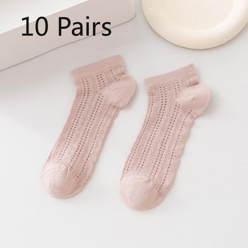 

10 Pairs of Female Spring and Autumn Lace Mesh Hollow Mesh Breathable Crystal Silk Shallow Mouth Invisible Socks 10 Pairs