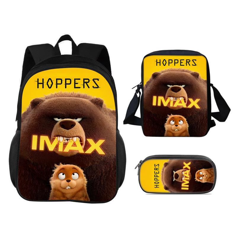 3Pcs Set Backpack Student School Shoulder Bag Pencil Bags Cartoon Movie Hoppers Travel Backpack Children Birthday Gift