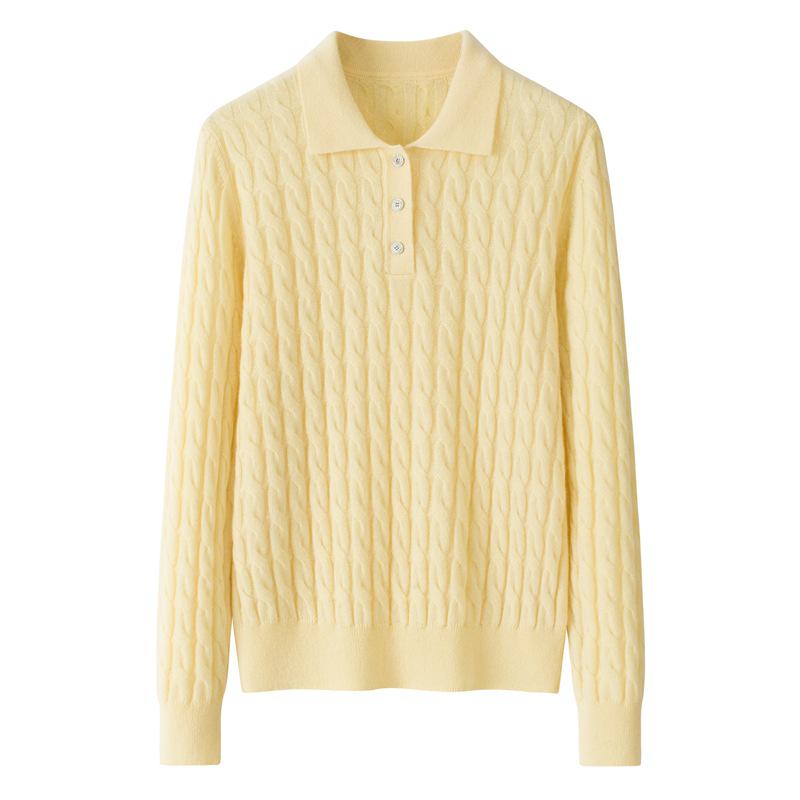 100% Pure Cashmere Cable Knit Long-Sleeve Sweater - Women's Autumn Wear