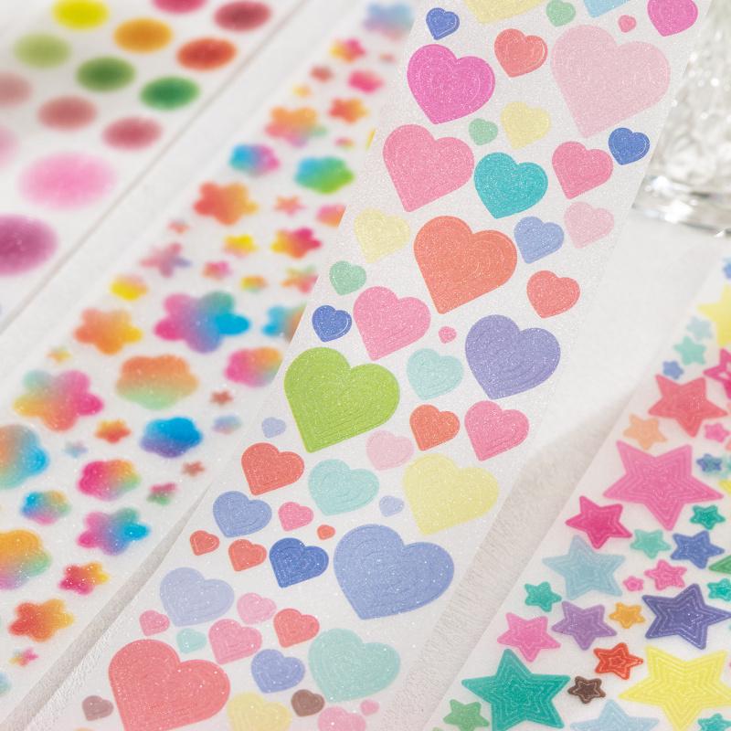 1 Rolle Stern-Herz Basic Muster Glitzer Abdeckband, Minimalistisches Design & Starke Haftkraft, Ideal für Journal-Dekoration