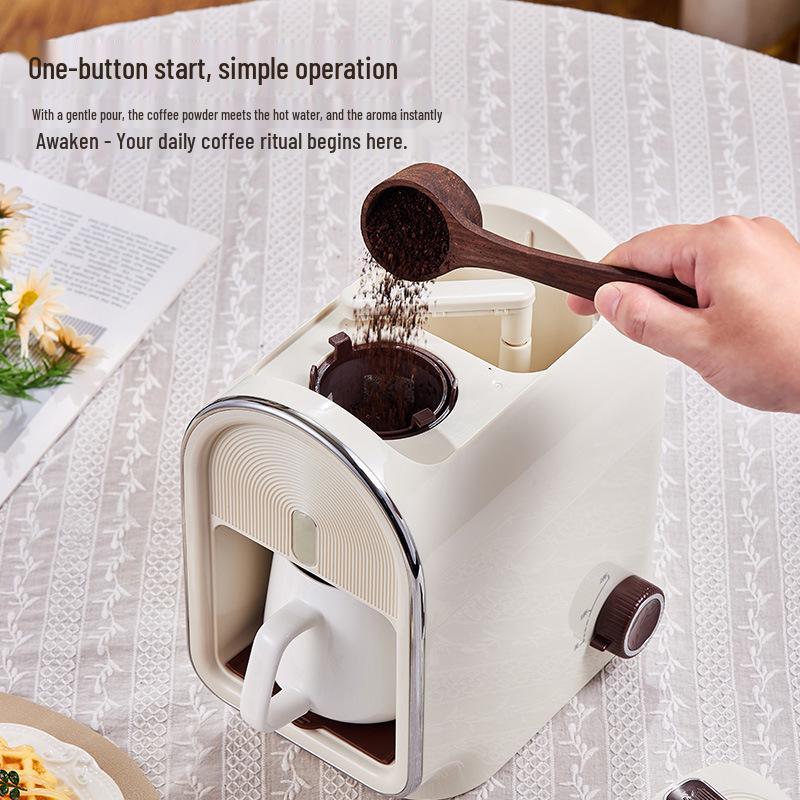Compact Semi-Automatic Coffee Machine for Home and Office with American Hand-Ground Brewing, Italian Design – Ideal Gift