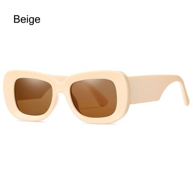 

Прямоугольные солнцезащитные очки в толстой оправе, модные женские квадратные солнцезащитные очки, классические черные солнцезащитные очки, винтажные панк-оттенки, UV400 бежевый